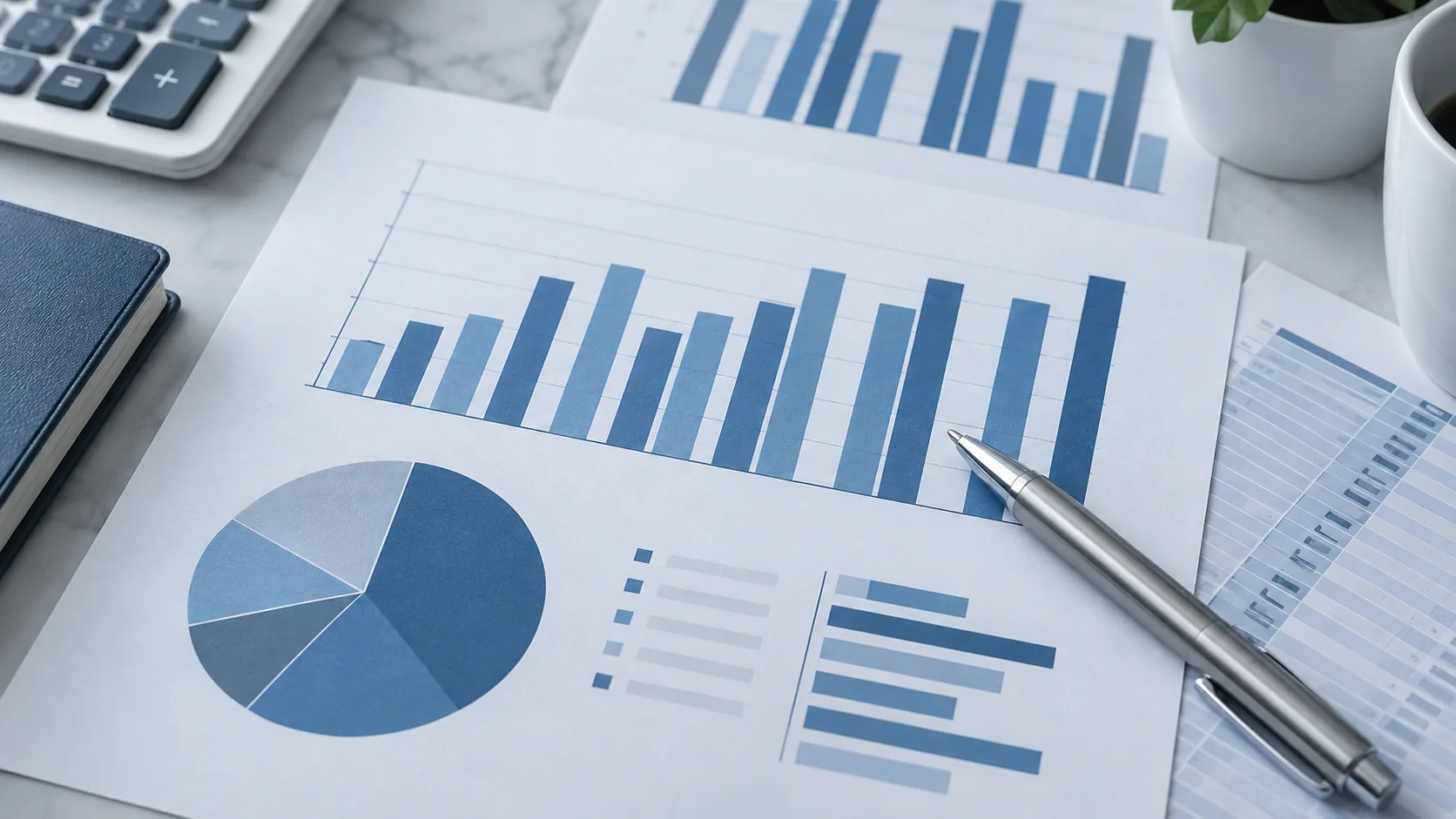 Relatórios com gráficos financeiros