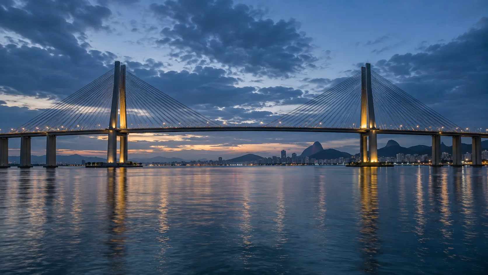 Ponte moderna ao entardecer